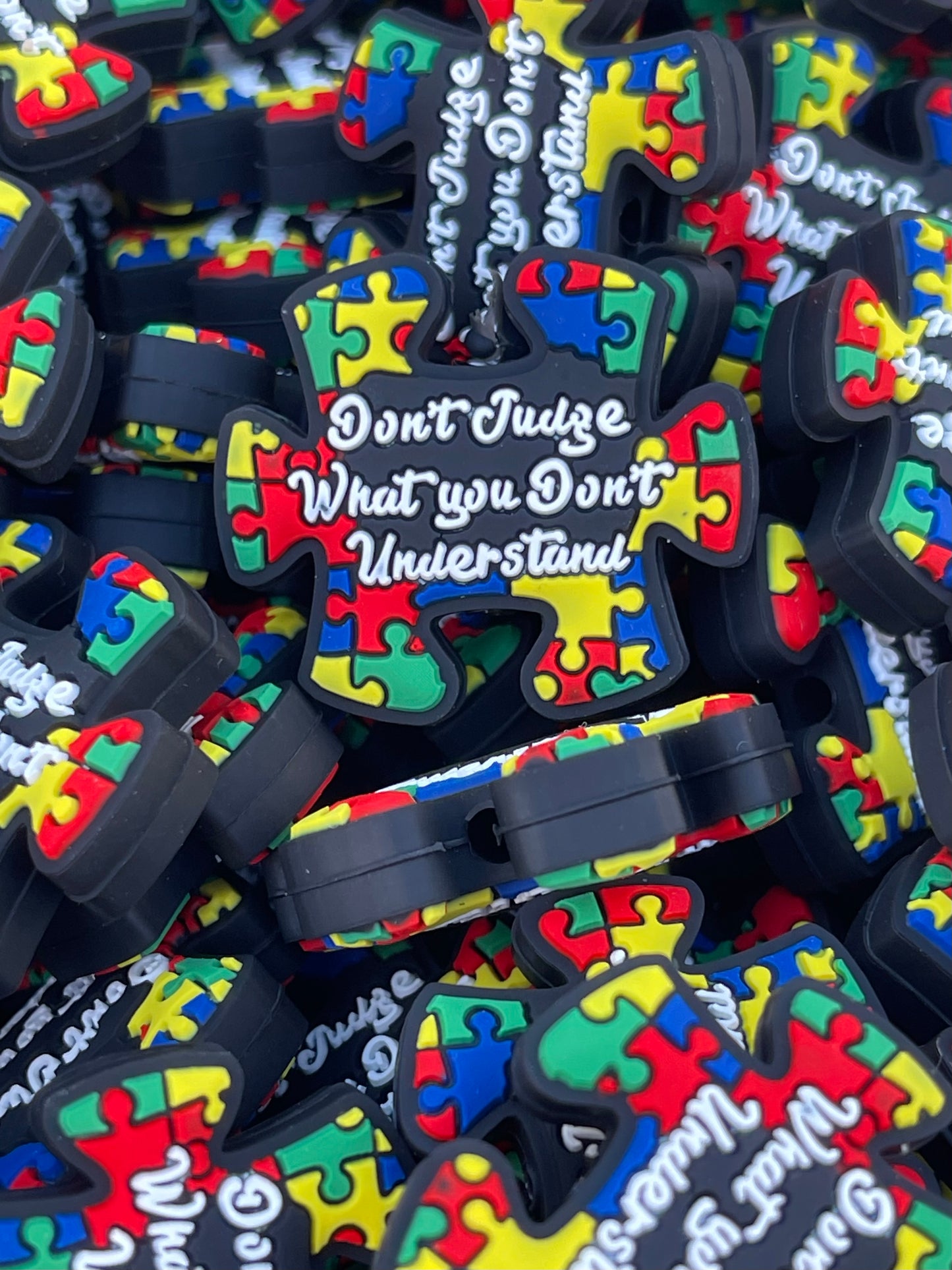 Don't Judge Silicone Focal Beads | Autism Beads | Colorful Bead | Autism Awareness Beads