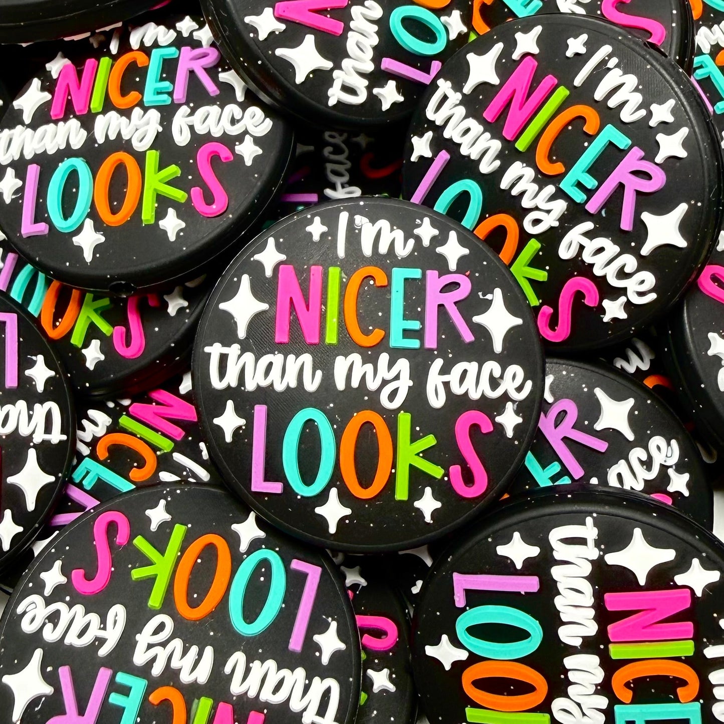 I'm Nicer Than My Face Looks Silicone Focal Beads