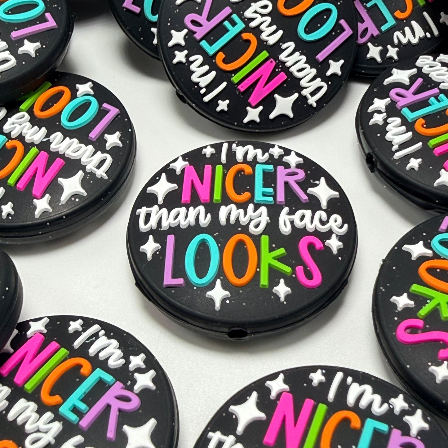 I'm Nicer Than My Face Looks Silicone Focal Beads