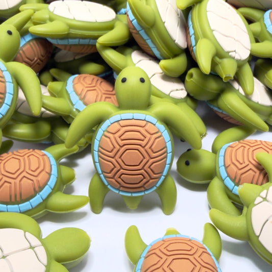 Slow & Happy Turtle 3D Silicone Focal Beads