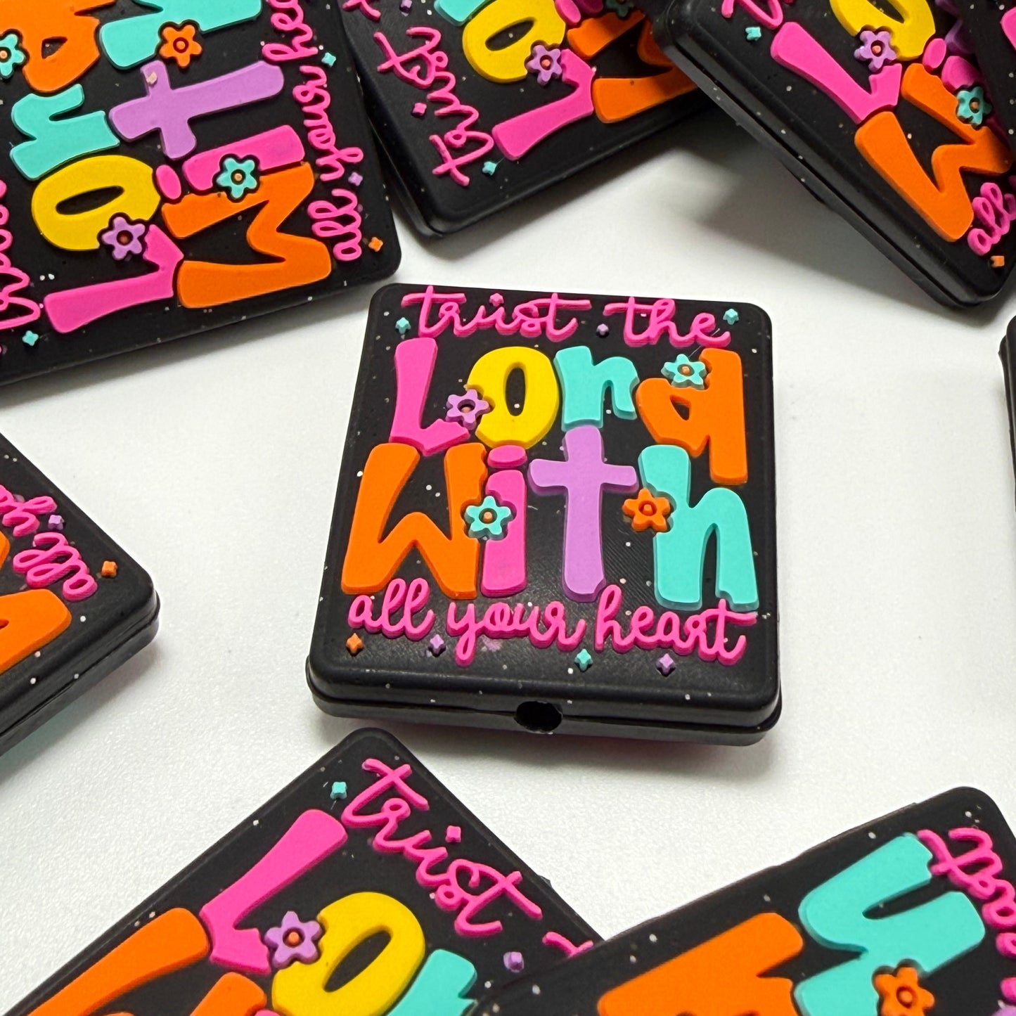 Trust The Lord With All Your Heart Silicone Focal Beads