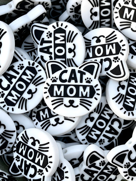 Cat Mom Silicone Focal Beads | Cat Beads | Colorful Bead | Cat Momma Bead