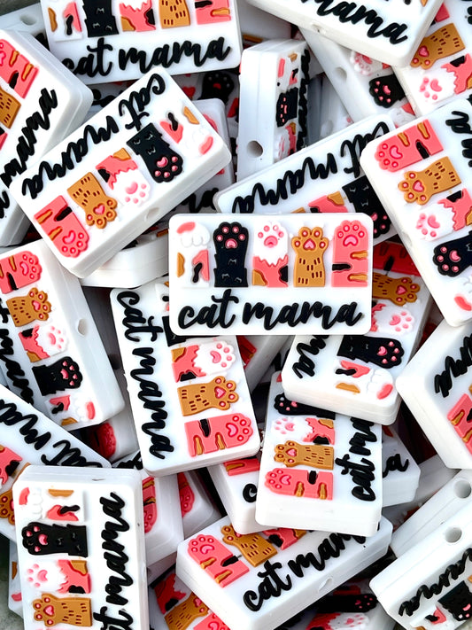 Cat Mama Paws Silicone Focal Beads | Cat Beads | Colorful Bead | Cat Momma Bead | Paw Beads