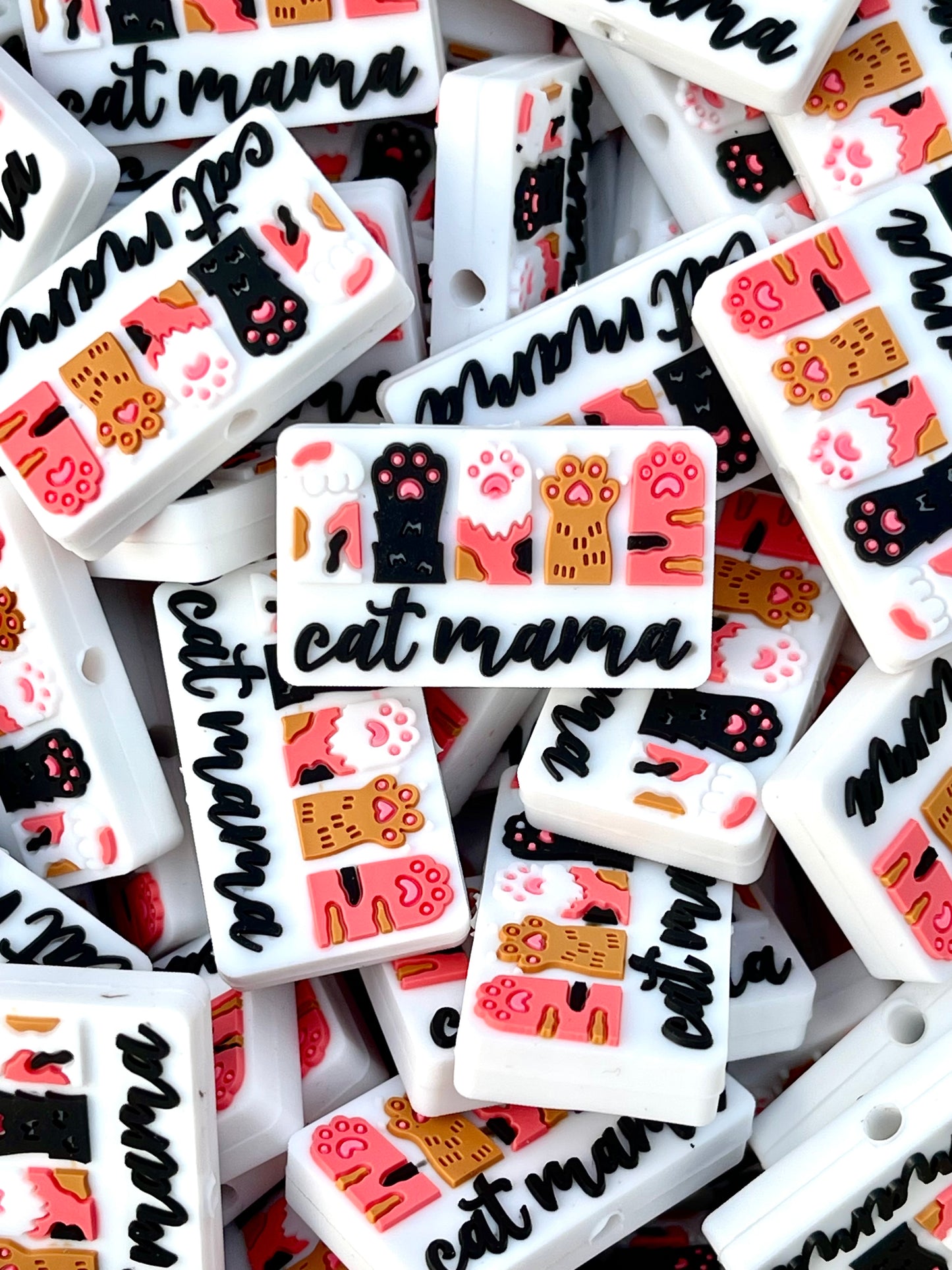 Cat Mama Paws Silicone Focal Beads