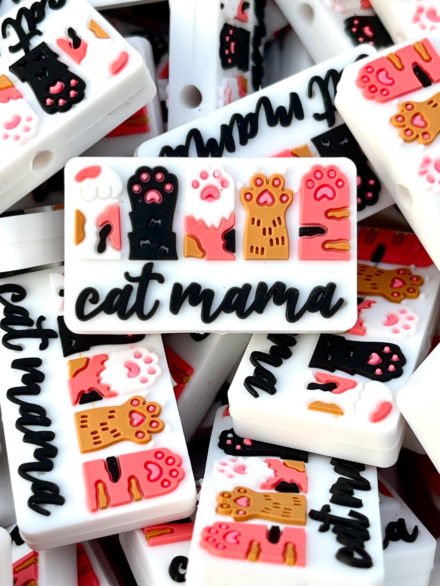 Cat Mama Paws Silicone Focal Beads