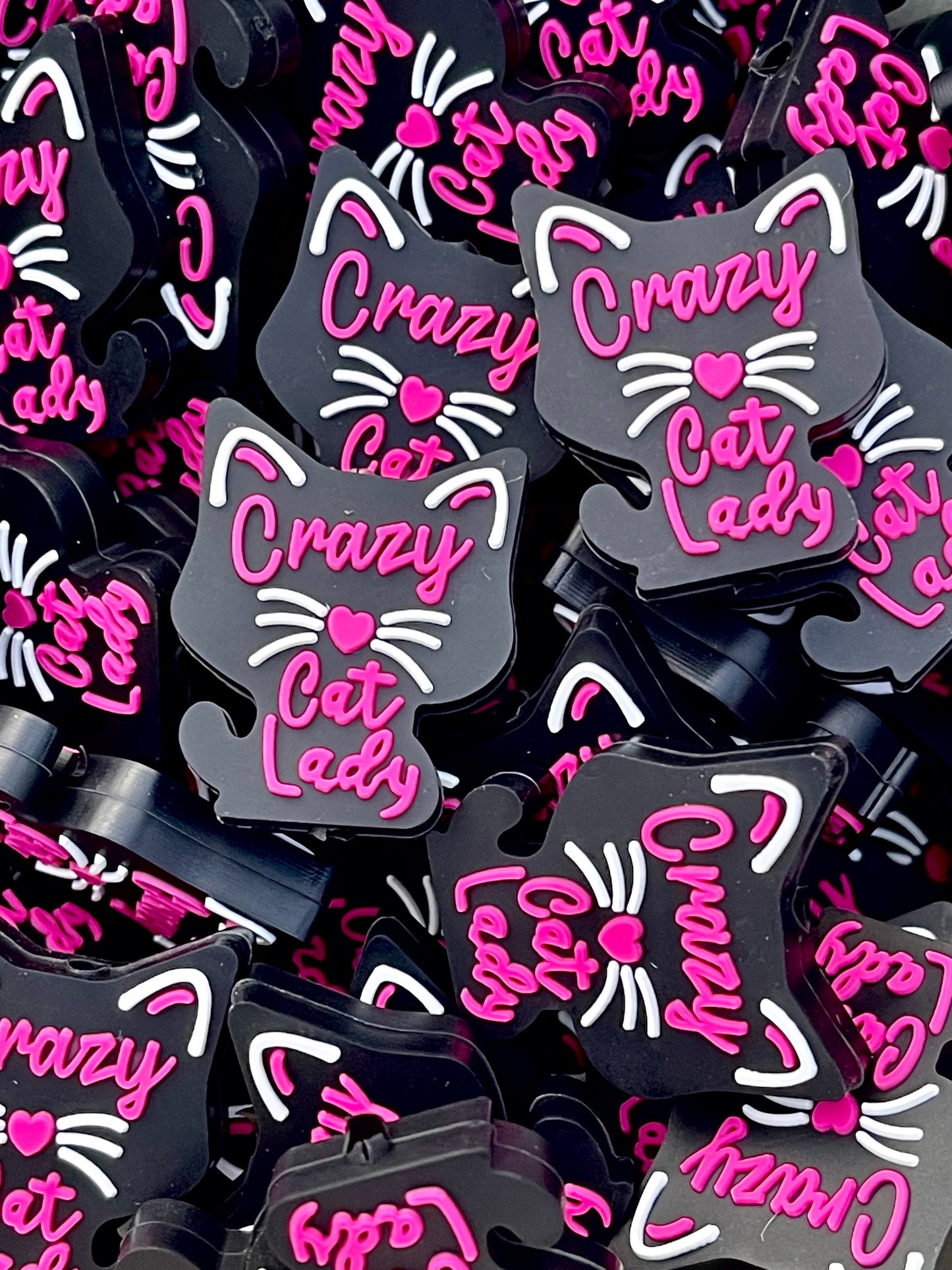 Crazy Cat Lady Silicone Focal Beads | Cat Beads | Colorful Bead | Cat Momma Bead | Cat Lady Beads