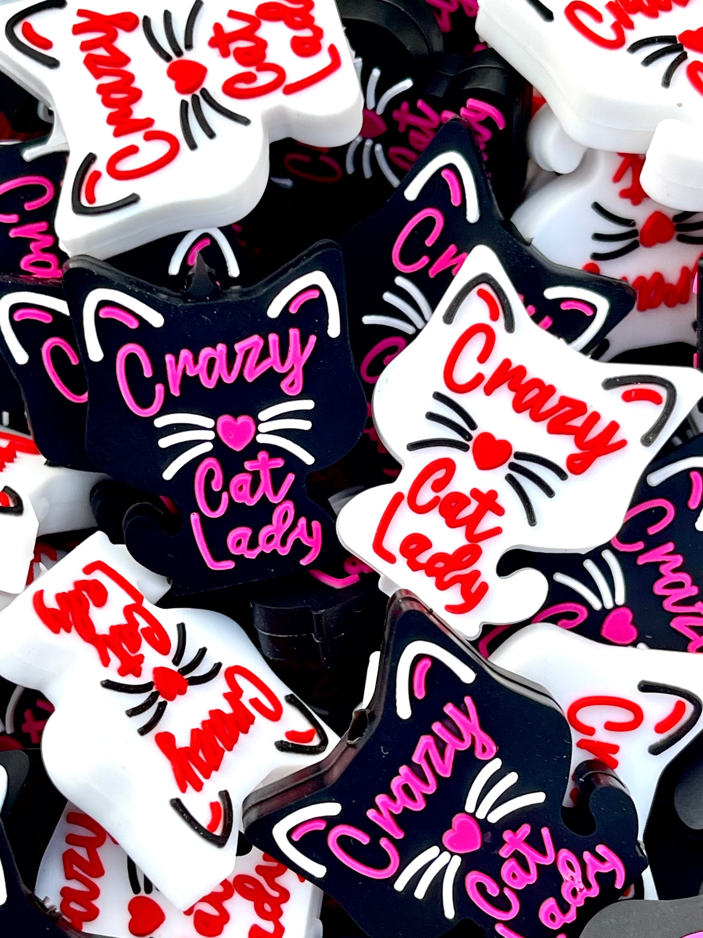 Crazy Cat Lady Silicone Focal Beads | Cat Beads | Colorful Bead | Cat Momma Bead | Cat Lady Beads