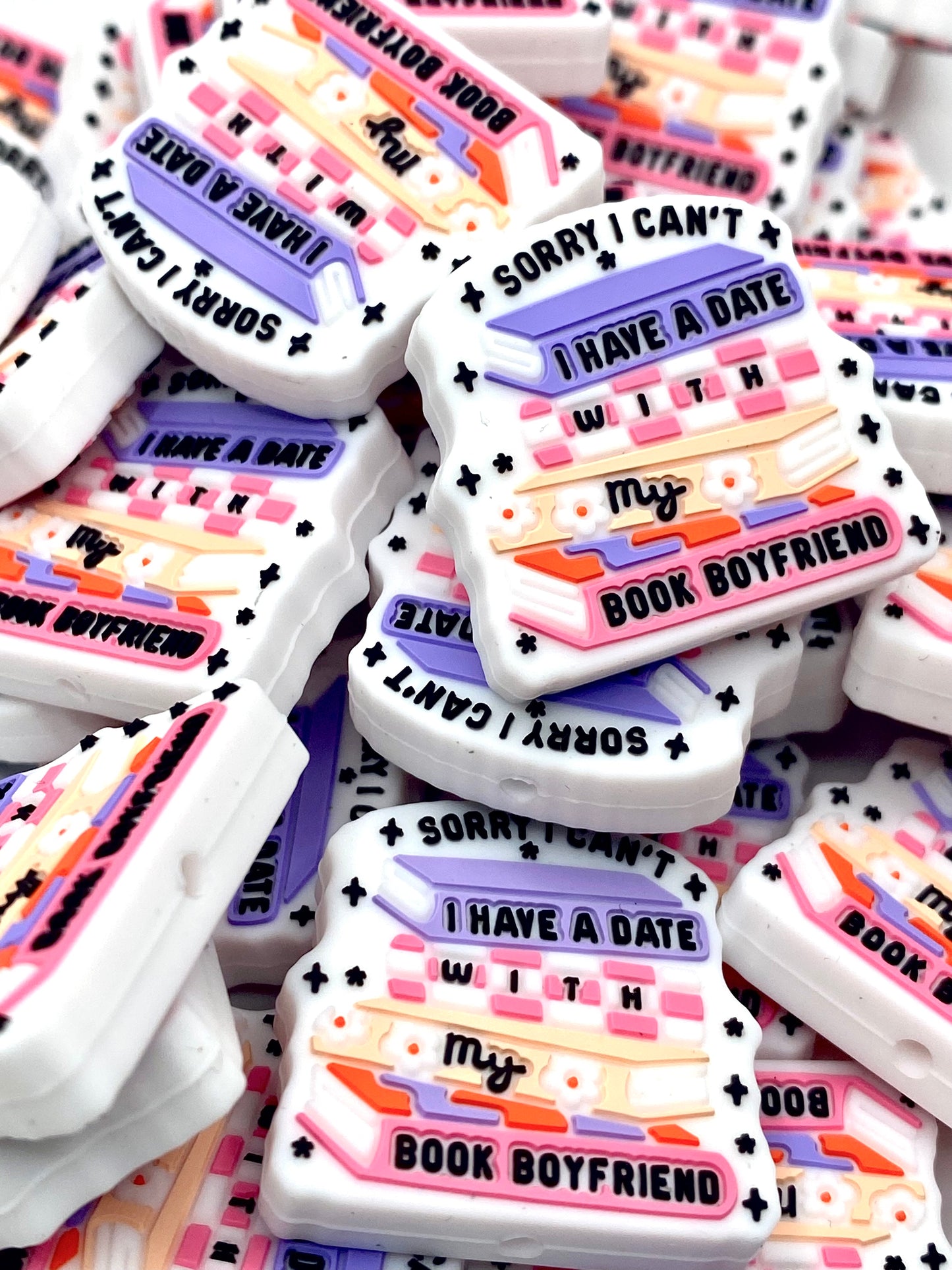 Sorry I Can't, I Have A Date w/ My Book BF Silicone Focal Beads