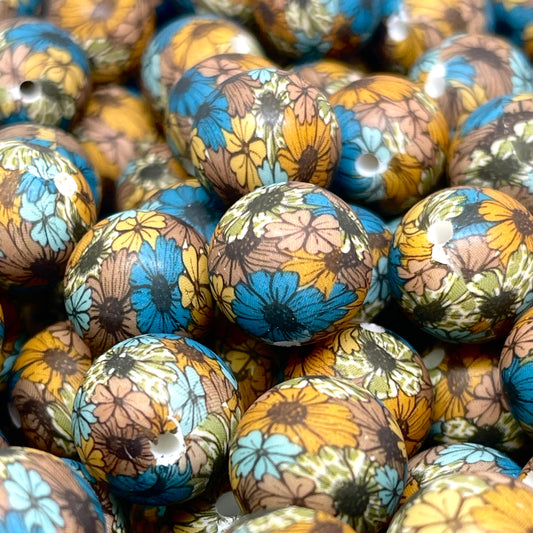 Crazy Daisy Printed Silicone Beads