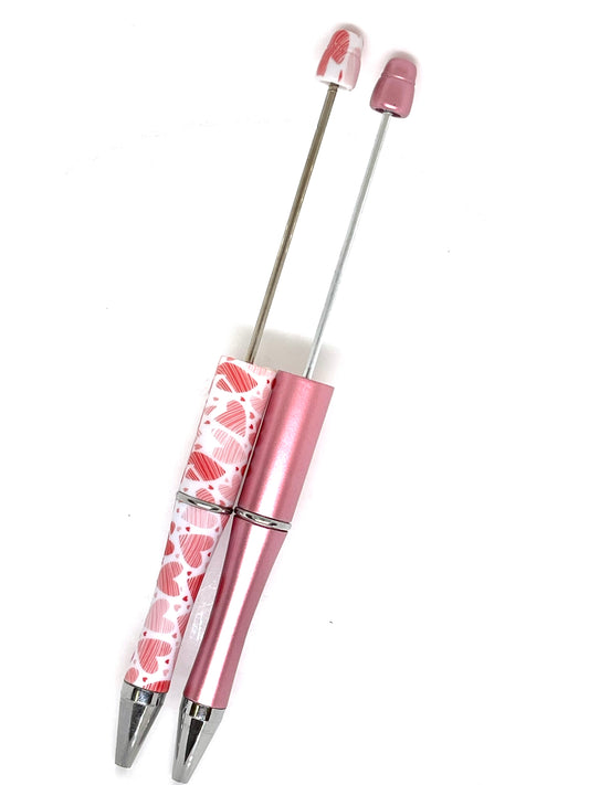 Heart Beadable Pen | Plastic Beadable Pens | Beaded Pens | Heart Pens | Rose Gold Pen