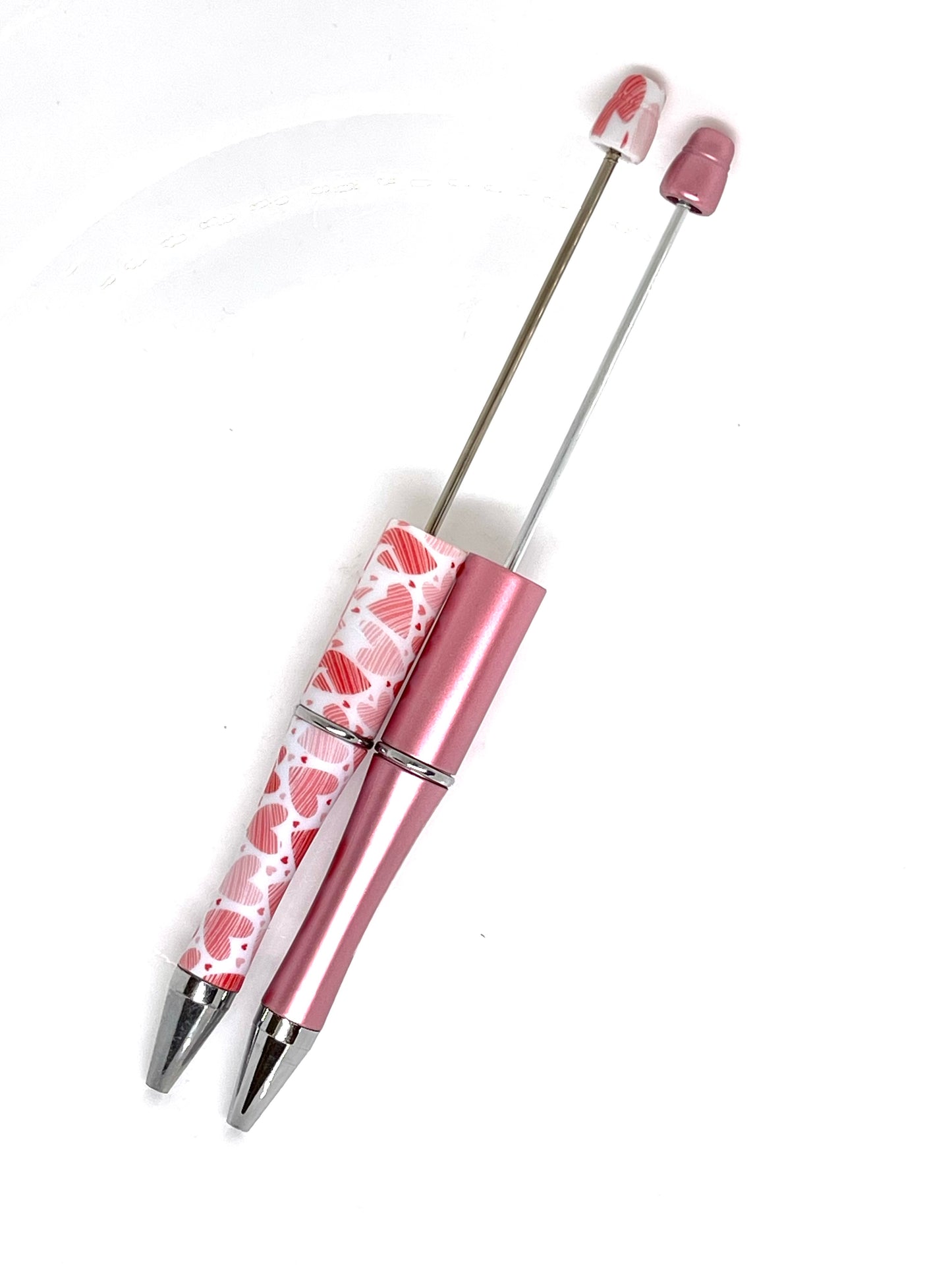 Heart Beadable Pen | Plastic Beadable Pens | Beaded Pens | Heart Pens | Rose Gold Pen