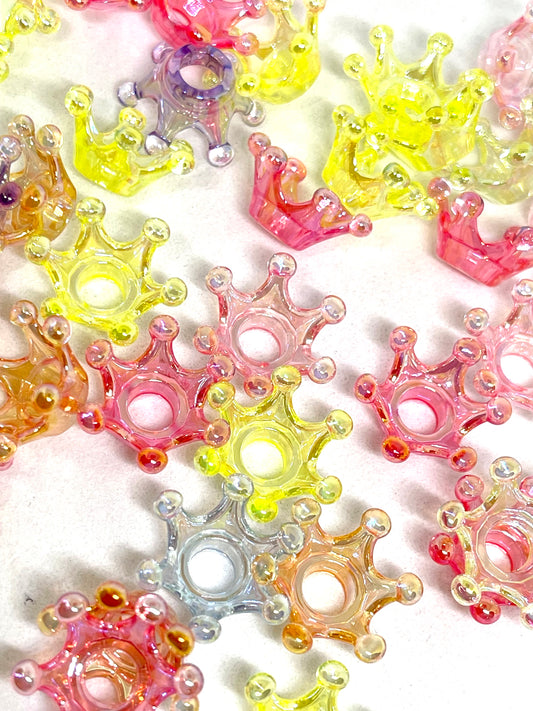 Tiara's Crown Acrylic Beads - Random Mix | Pen Toppers | Spacer Beads | Crown Beads | Colorful Bead