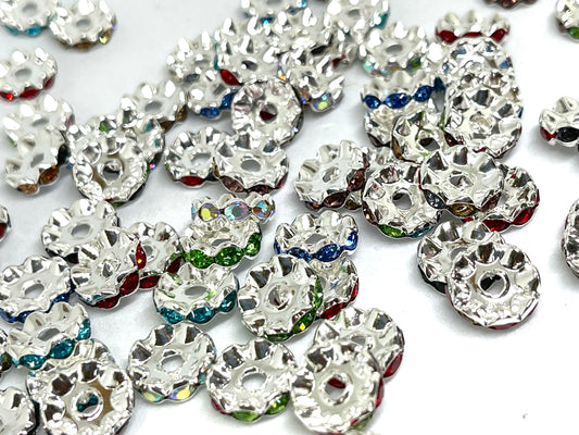 12mm Multiple Color Spacer Beads SP110 | Rhinestone Beads | Jewelry Beads | | Flower Crystal Circle Beads