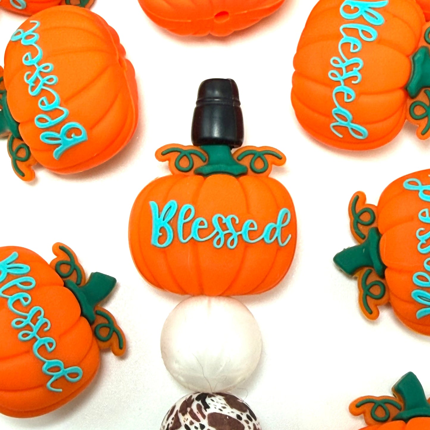 Pumpkins and Blessings 3D Silicone Focal Beads