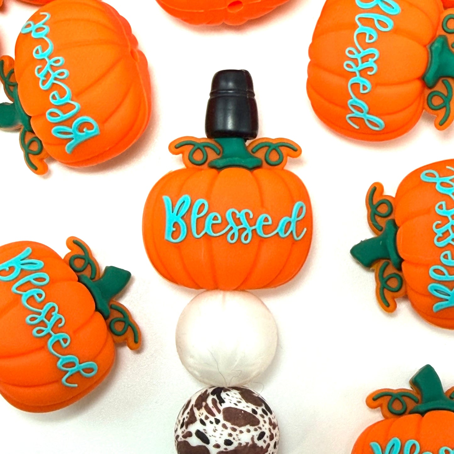 Pumpkins and Blessings 3D Silicone Focal Beads