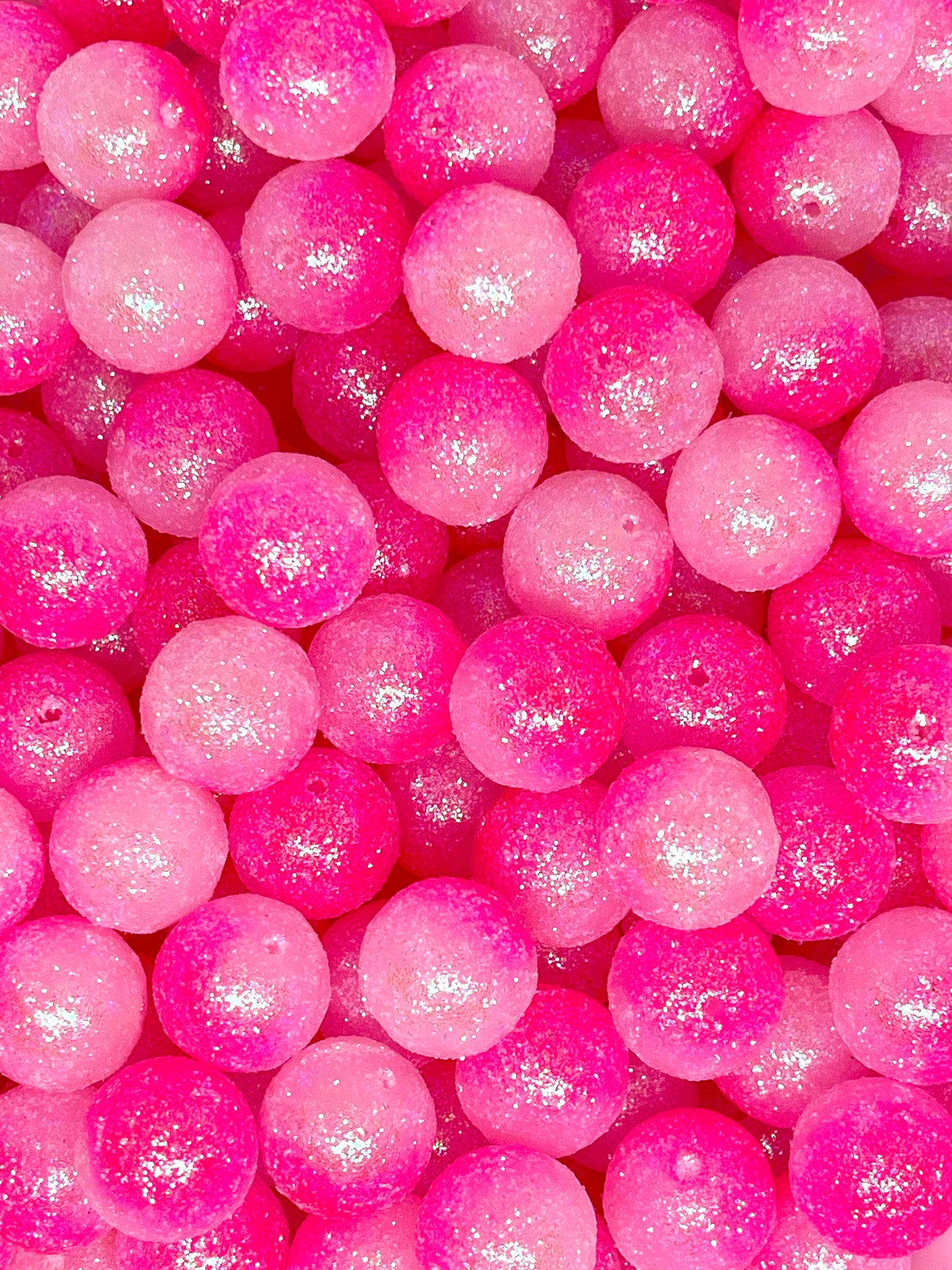 Hot Pink Glitter Acrylic Beads