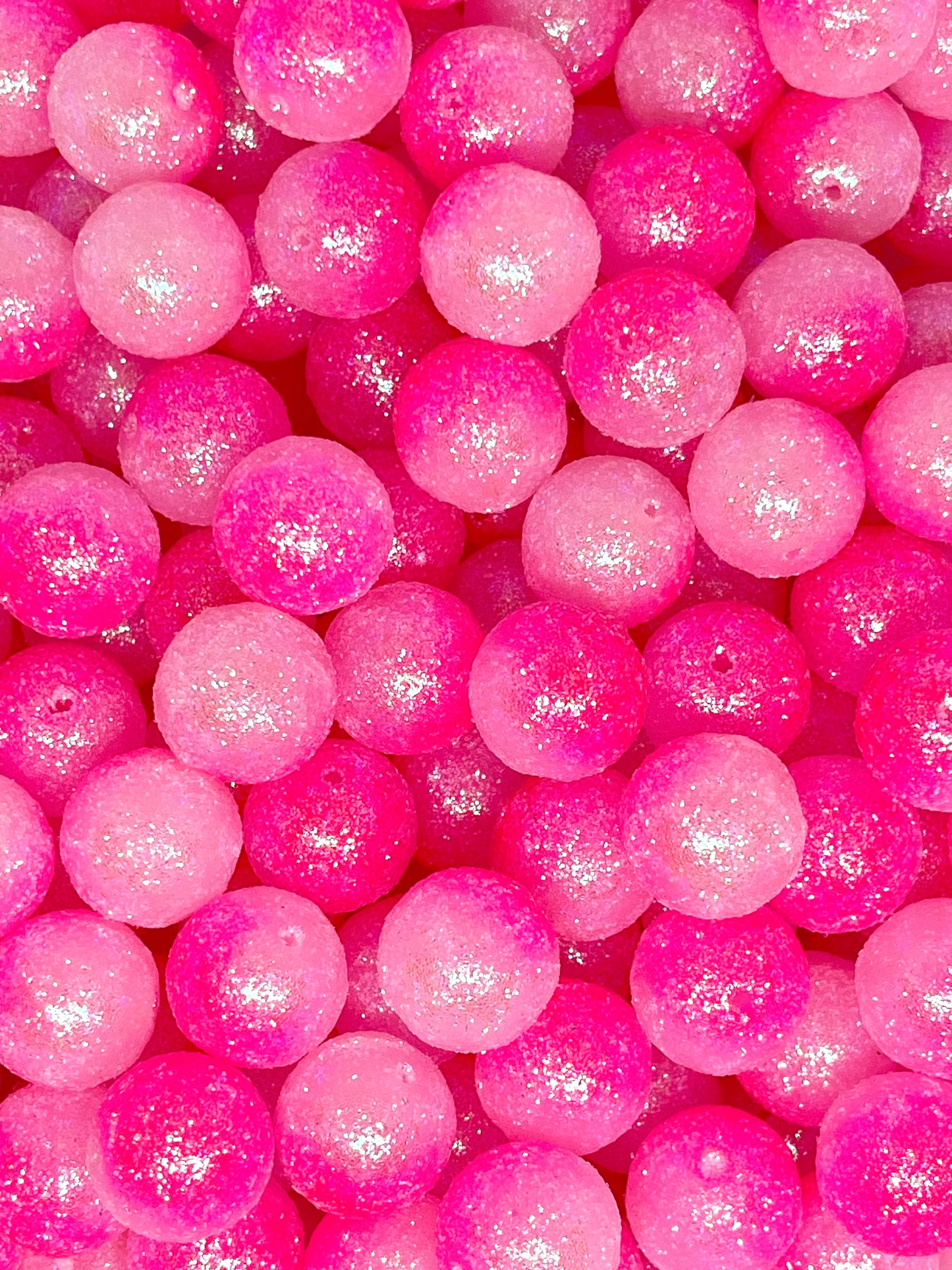 Hot Pink Glitter Acrylic Beads