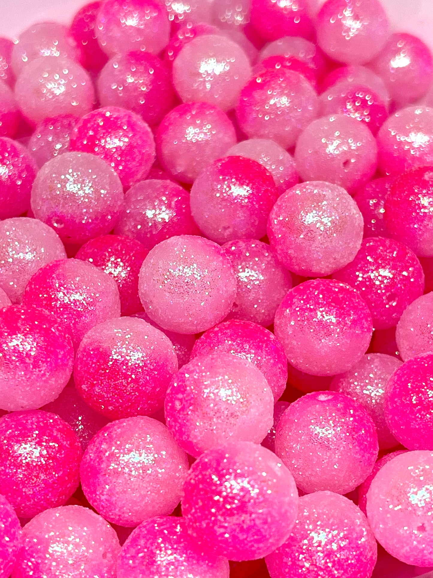 Hot Pink Glitter Acrylic Beads