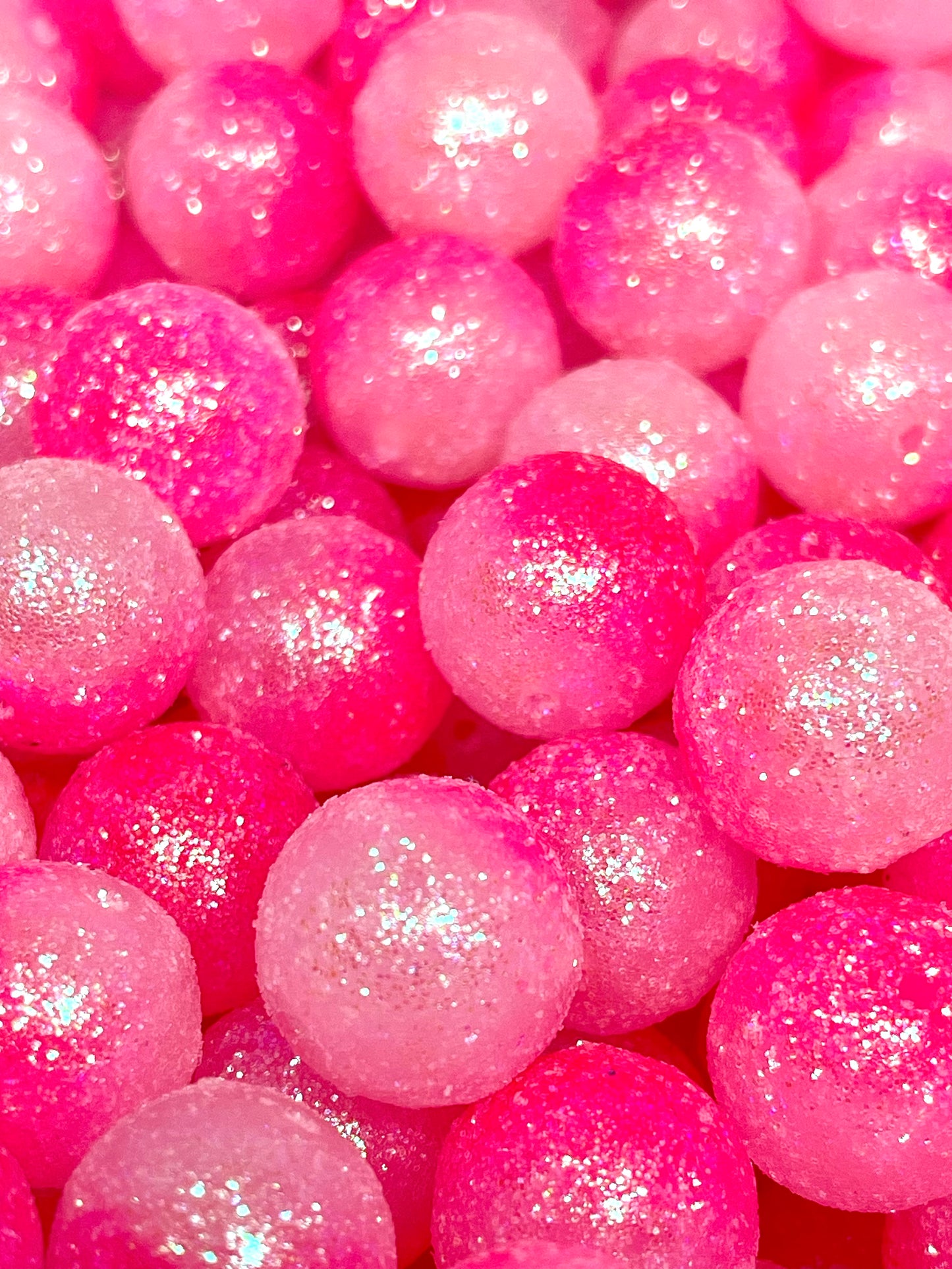 Hot Pink Glitter Acrylic Beads