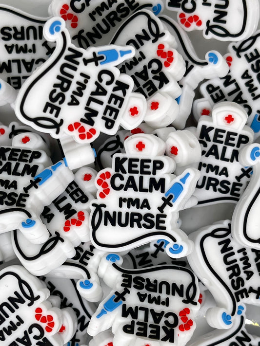 Keep Calm I'm A Nurse Silicone Focal Beads | Nurse Beads | Colorful Bead | Medical Field Bead | Nurse Focal Beads