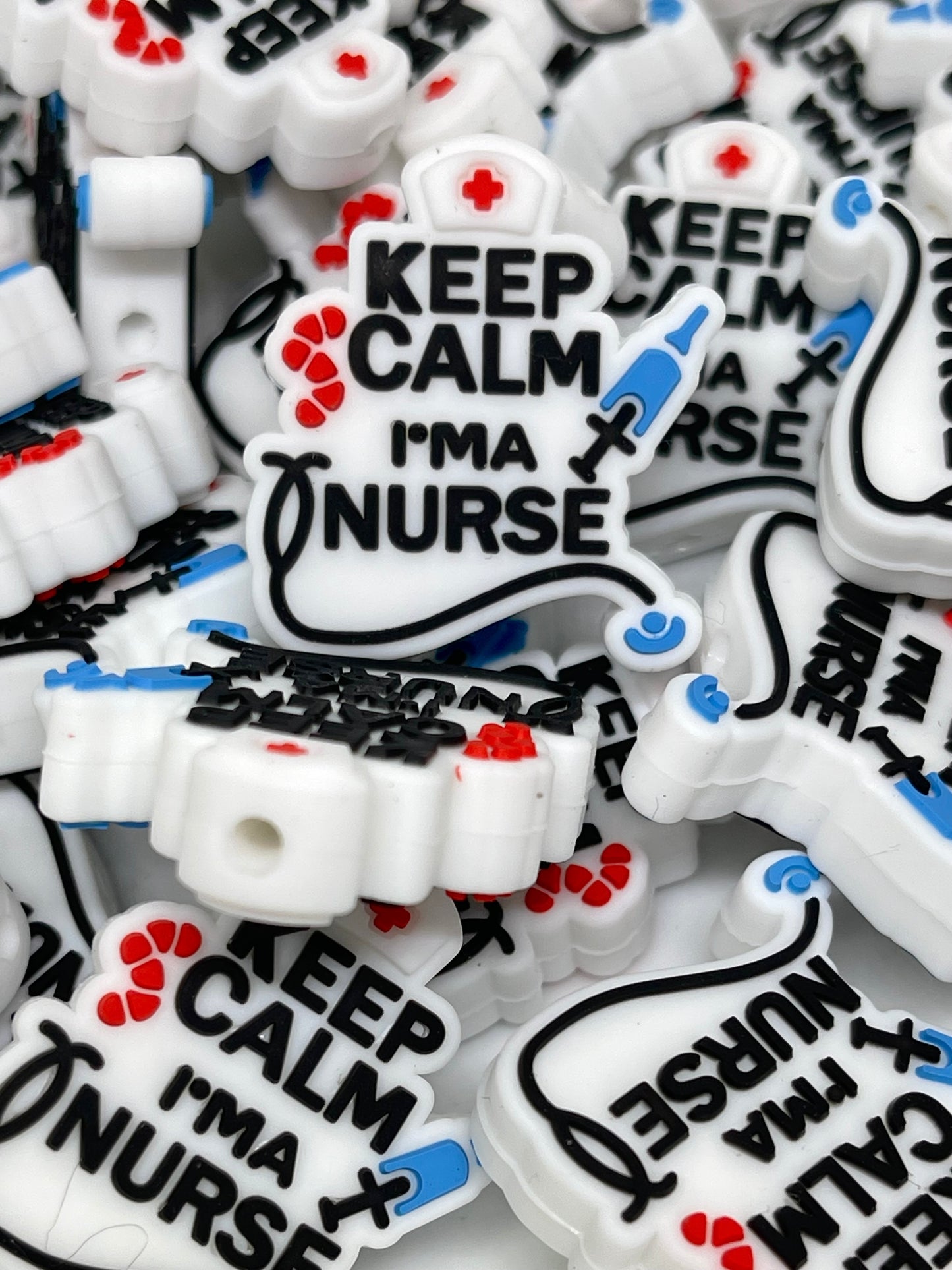 Keep Calm I'm A Nurse Silicone Focal Beads