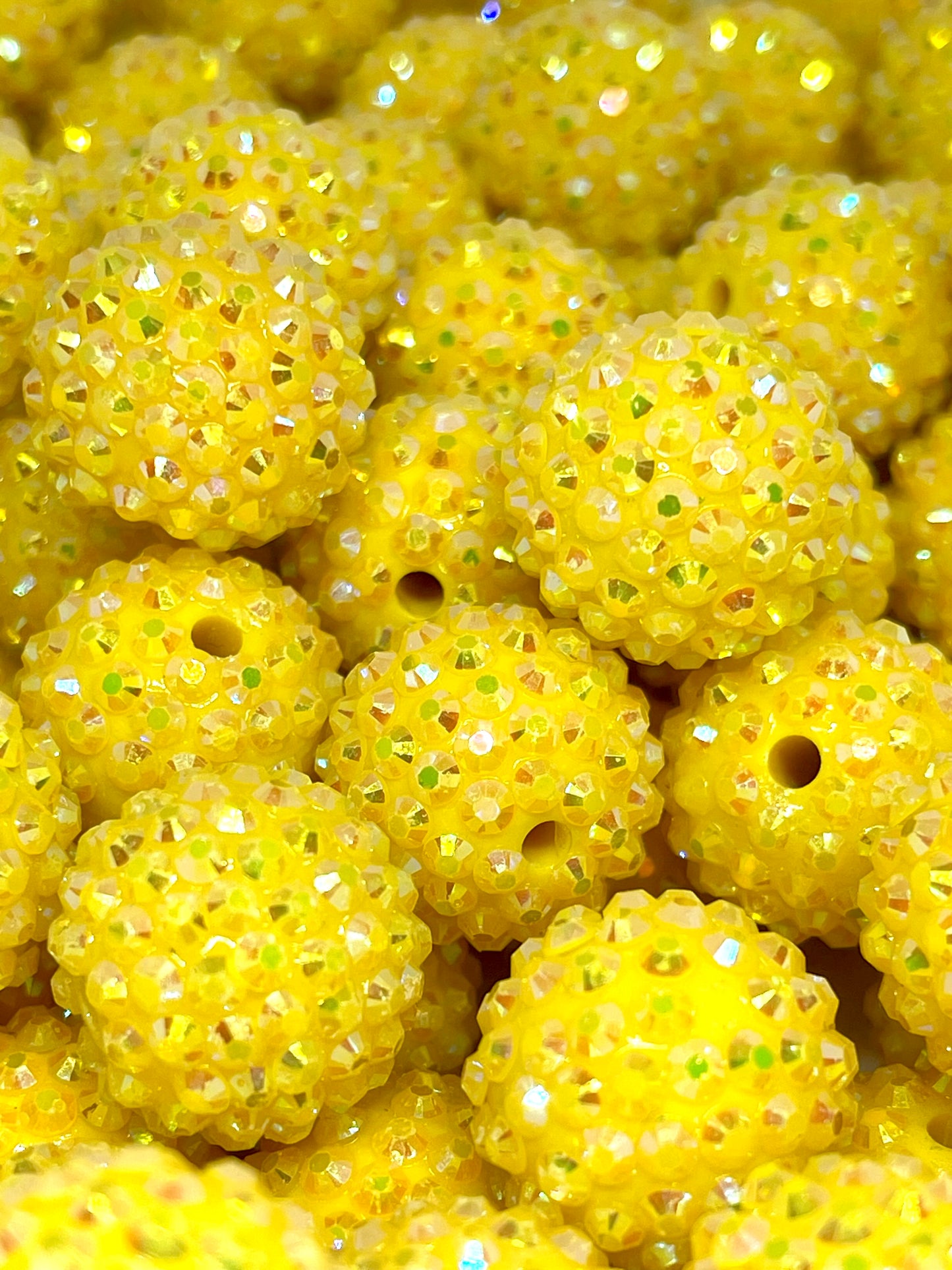 Yellow Mellow Rhinestone Beads 20mm | Colorful Beads | Rhinestone Bead | Yellow Bead