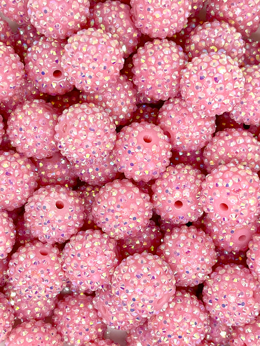 Pretty Pink Rhinestone Beads 20mm | Colorful Bead | Rhinestone Bead | Pink Beads