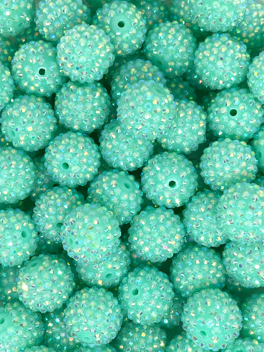 Calmness & Clarity Rhinestone Beads 20mm | Turquoise Colorful Bead | Rhinestone Bead | Blue Beads
