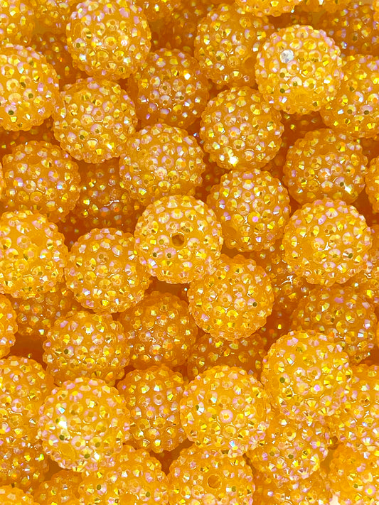 Hello Sunshine Rhinestone Beads 20mm | Yellow Colorful Bead | Rhinestone Bead | Orange Beads