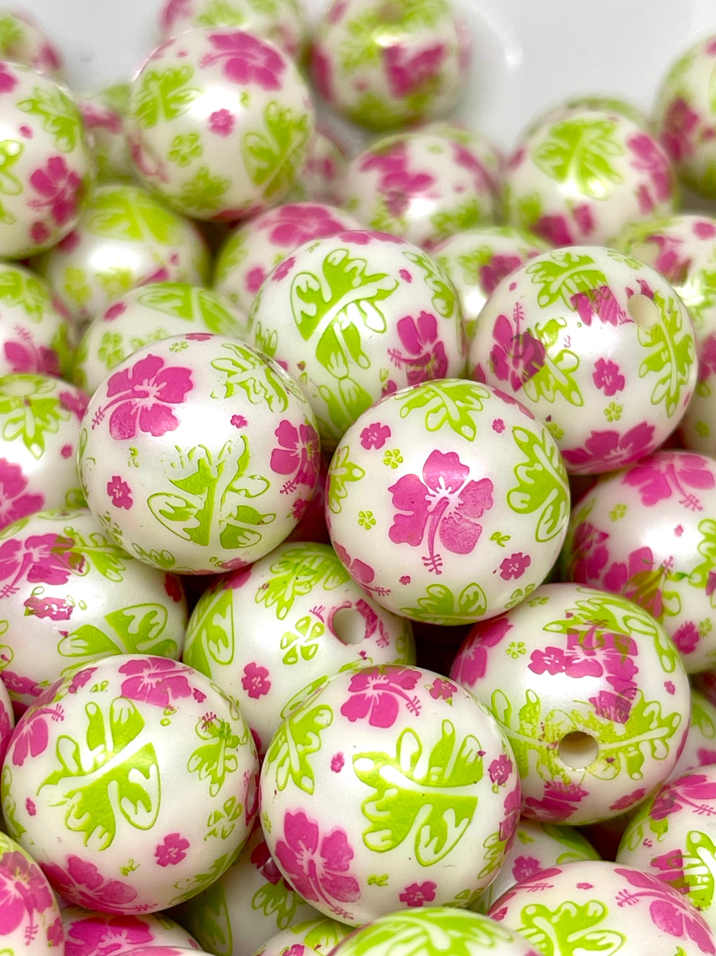 Aloha Acrylic Printed Beads