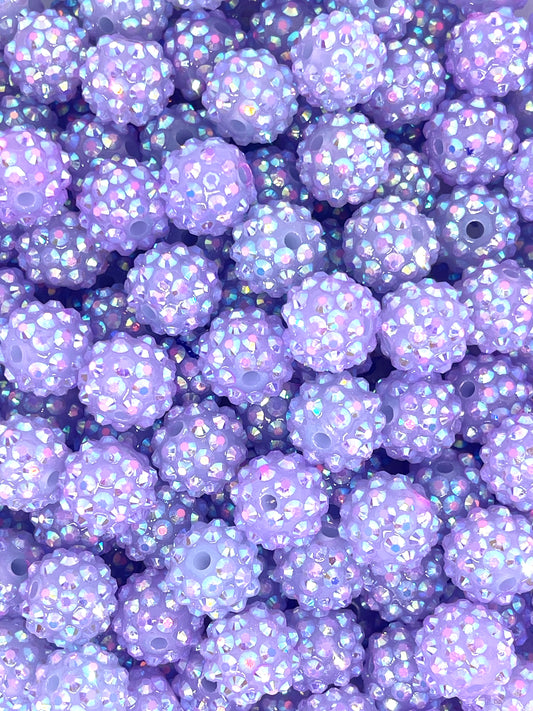 Purple Rhinestone Beads 14mm