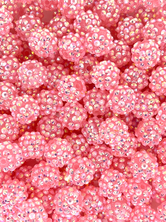 Pink Rhinestone Beads 14mm