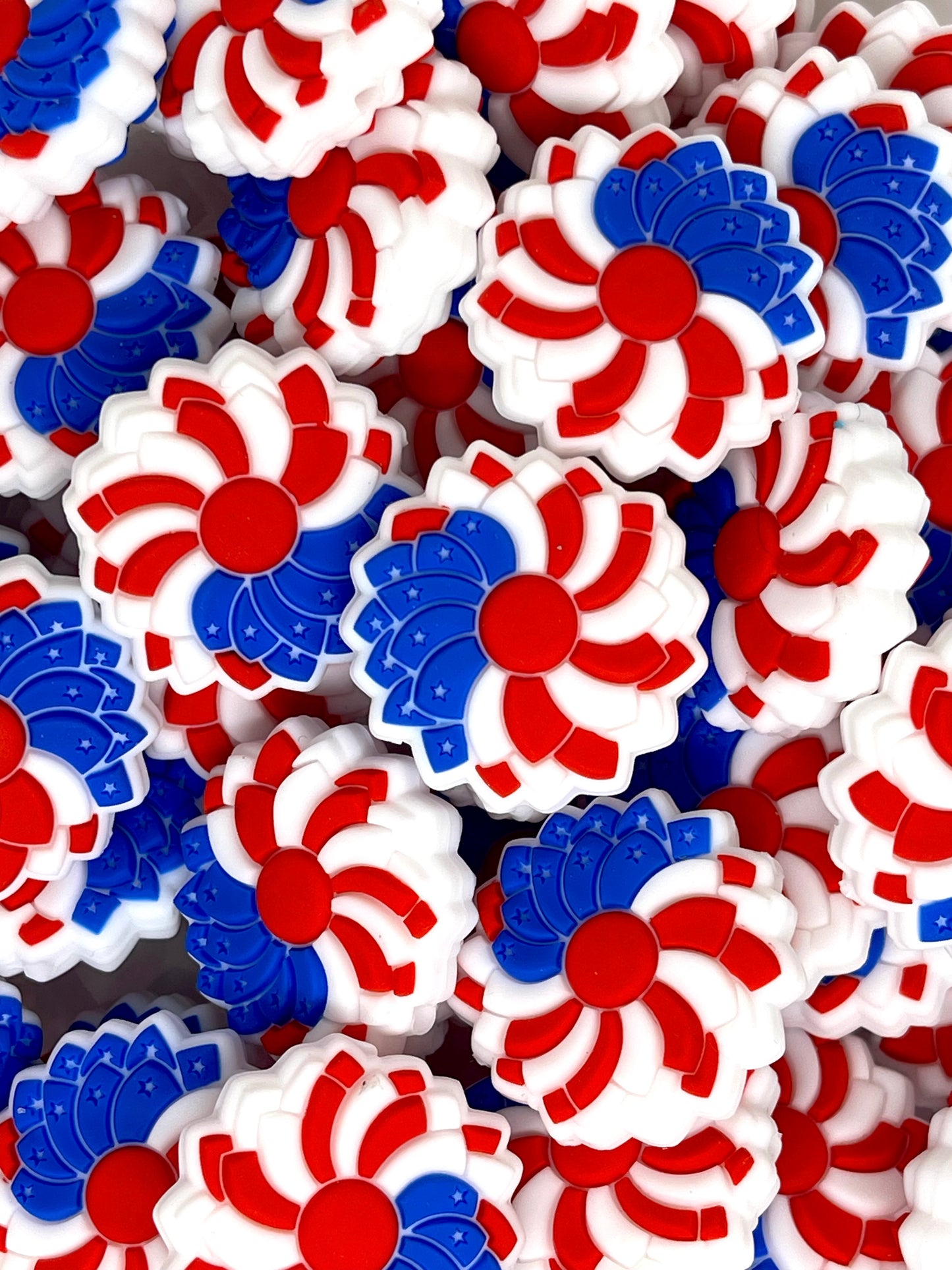 Life Is A Flowers Focal Beads | Red Beads | Country Bead | 4th of July Bead | America Bead | American Flower Beads