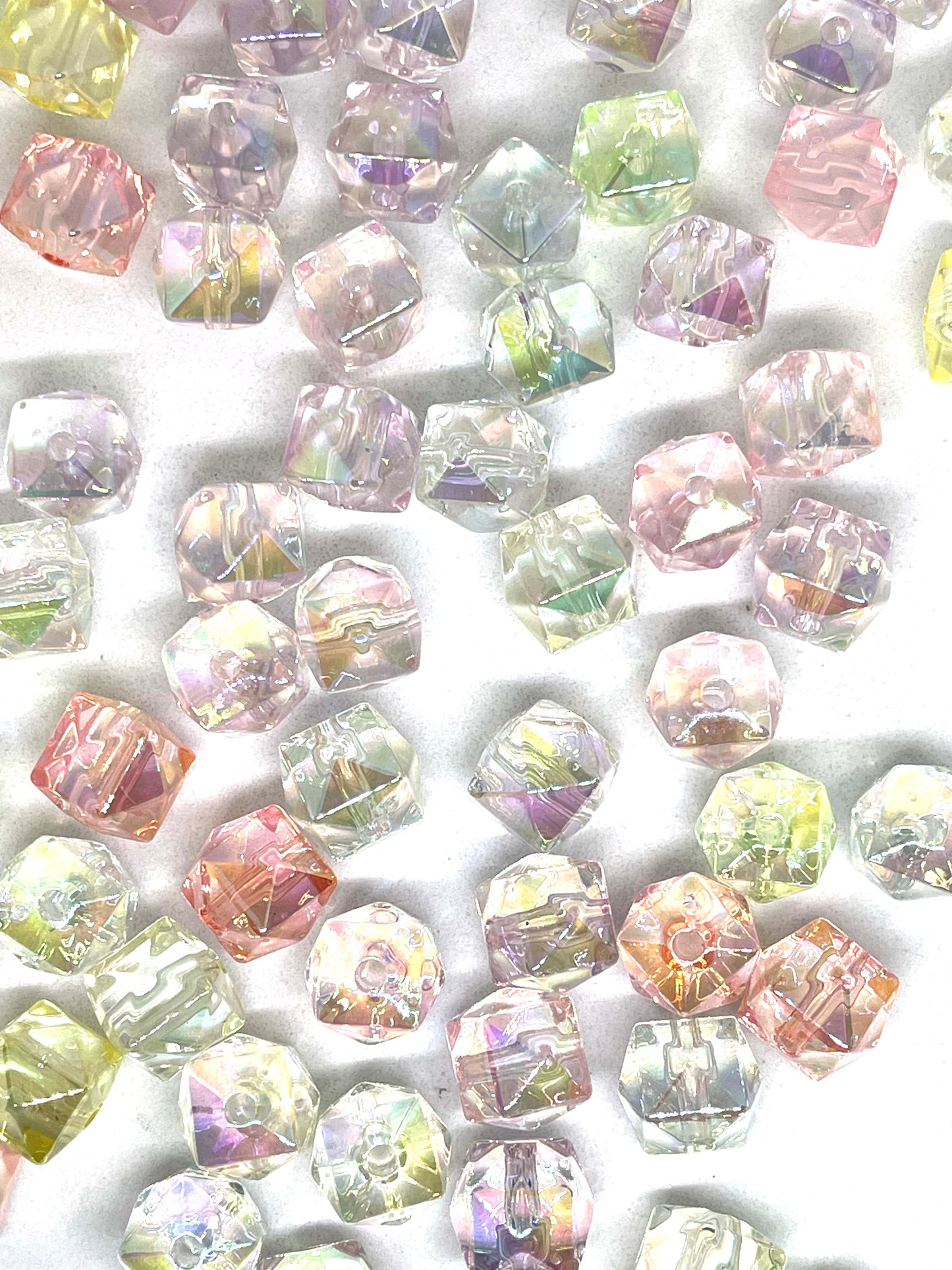 14 mm Hexagon Multiple Color Spacer Beads SP112 | Jewelry Beads | | UV Effect Faceted Cube Beads
