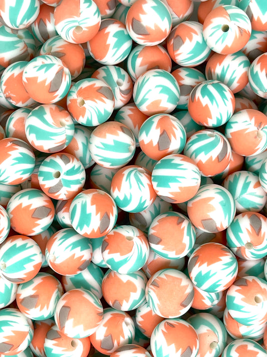 Western Era Printed Silicone Beads 15mm | Country Beads | Concho Bead | Colorful Beads | Farm Bead