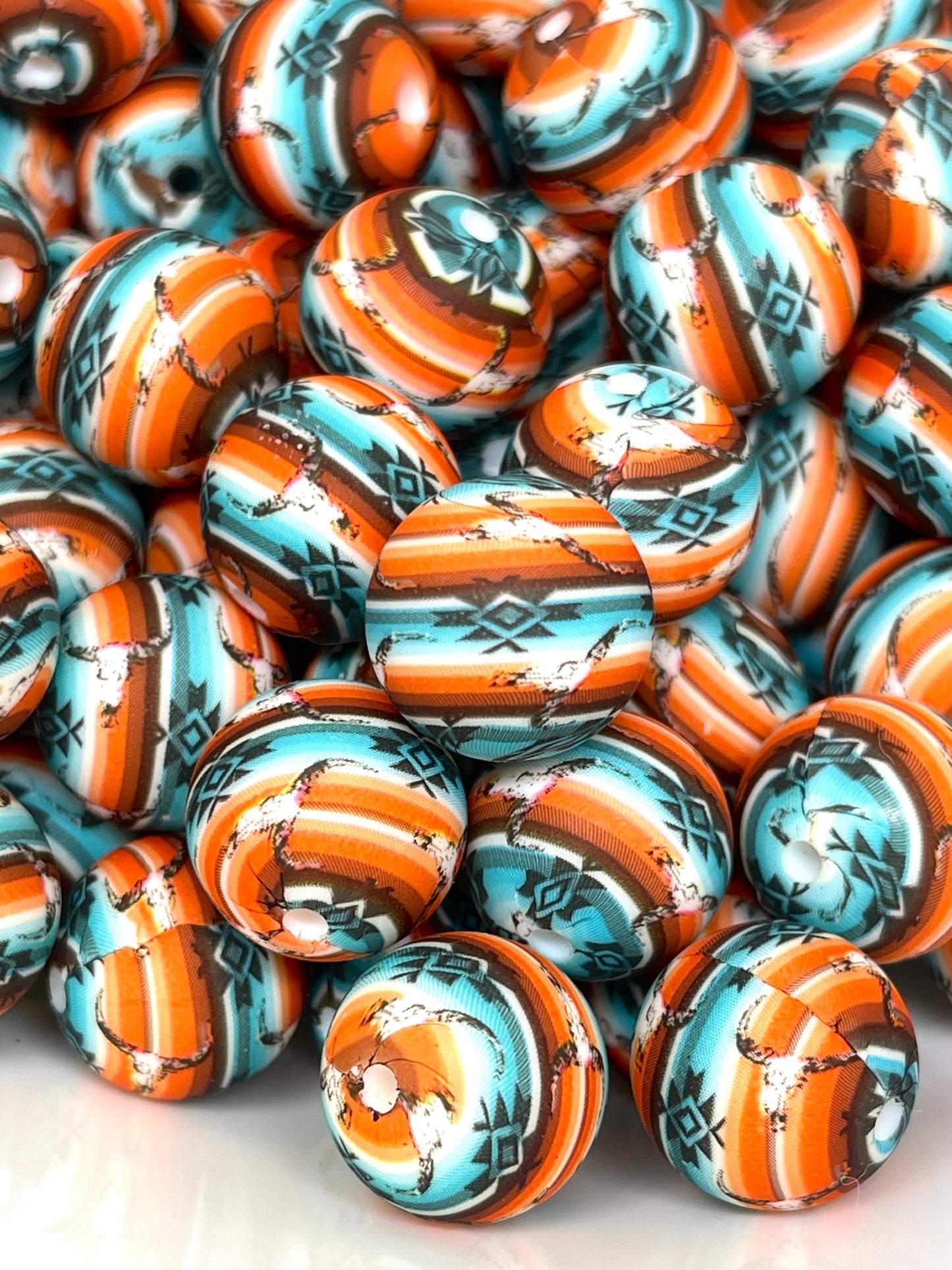 Free Spirit Printed Silicone Beads 15mm | Aztec Beads | Tribal Bead | Colorful Beads