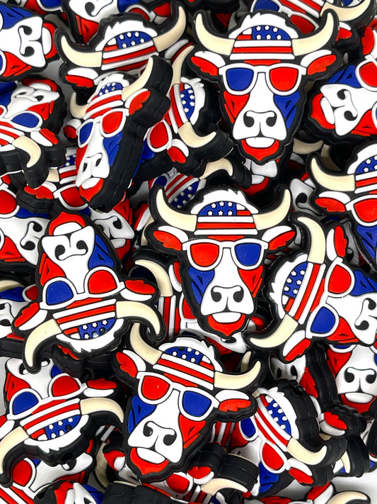 For All The Cows Focal Beads | Cow Beads | Country Bead | 4th of July Bead | America Bead | Farm Beads
