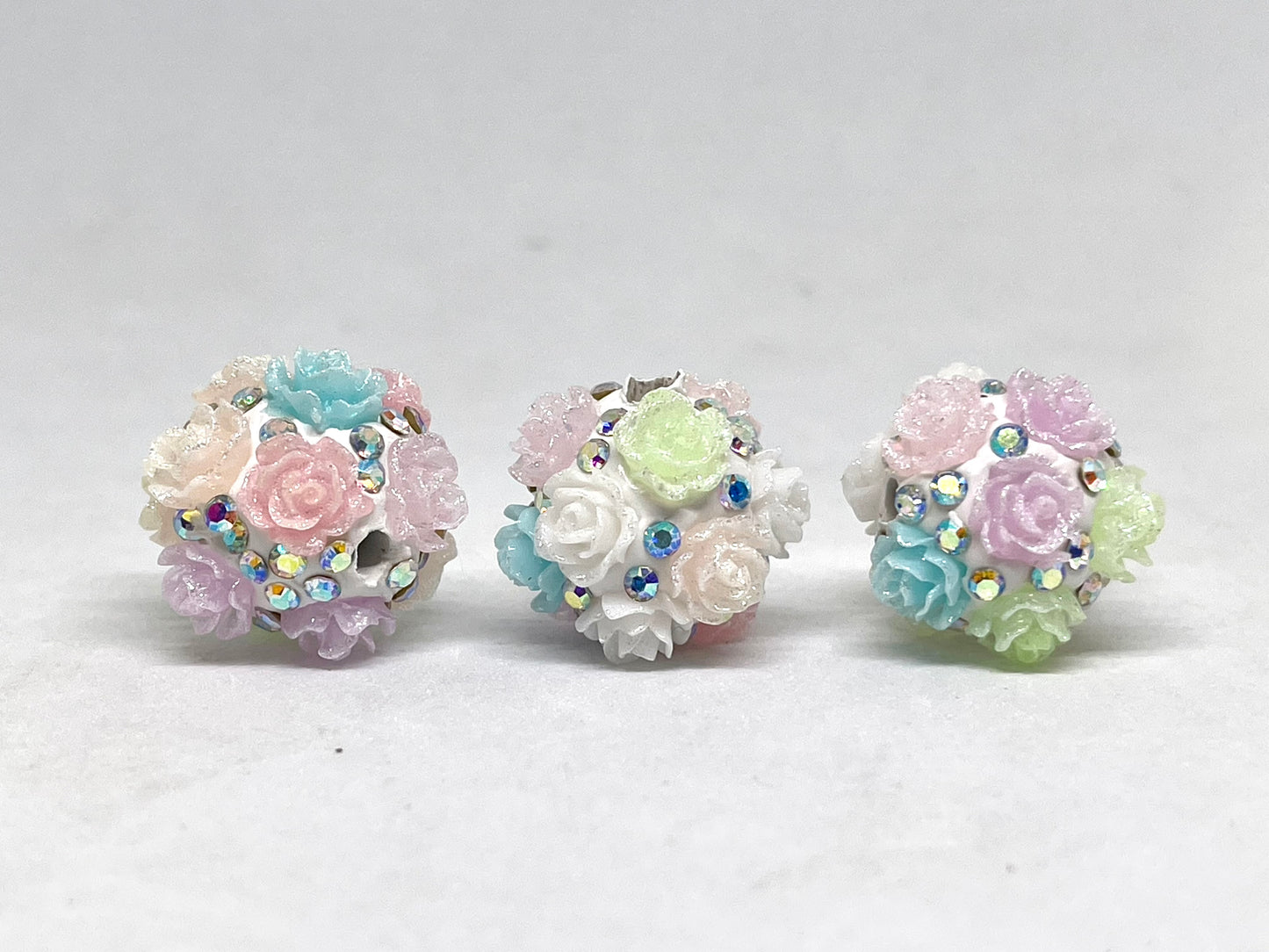 Bed Of Roses Acrylic Beads 20mm - 5pcs | Flower Beads | Colorful Bead | Hand Made Bead | Rhinestone Beads
