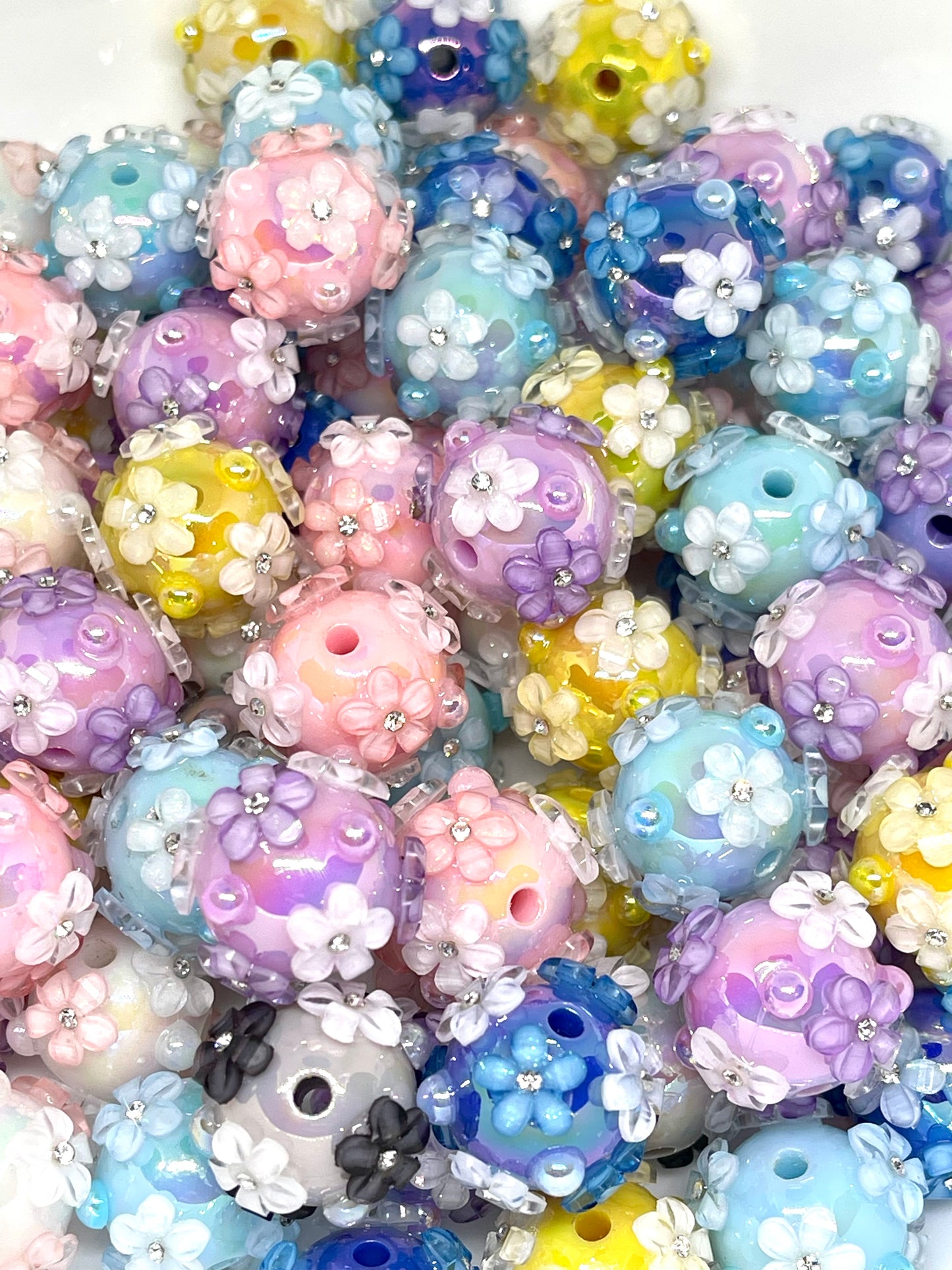 She's A Wild Flower Acrylic Beads 20mm - 5pcs | Flower Beads | Colorful Bead | Hand Made Bead | Acrylic Beads