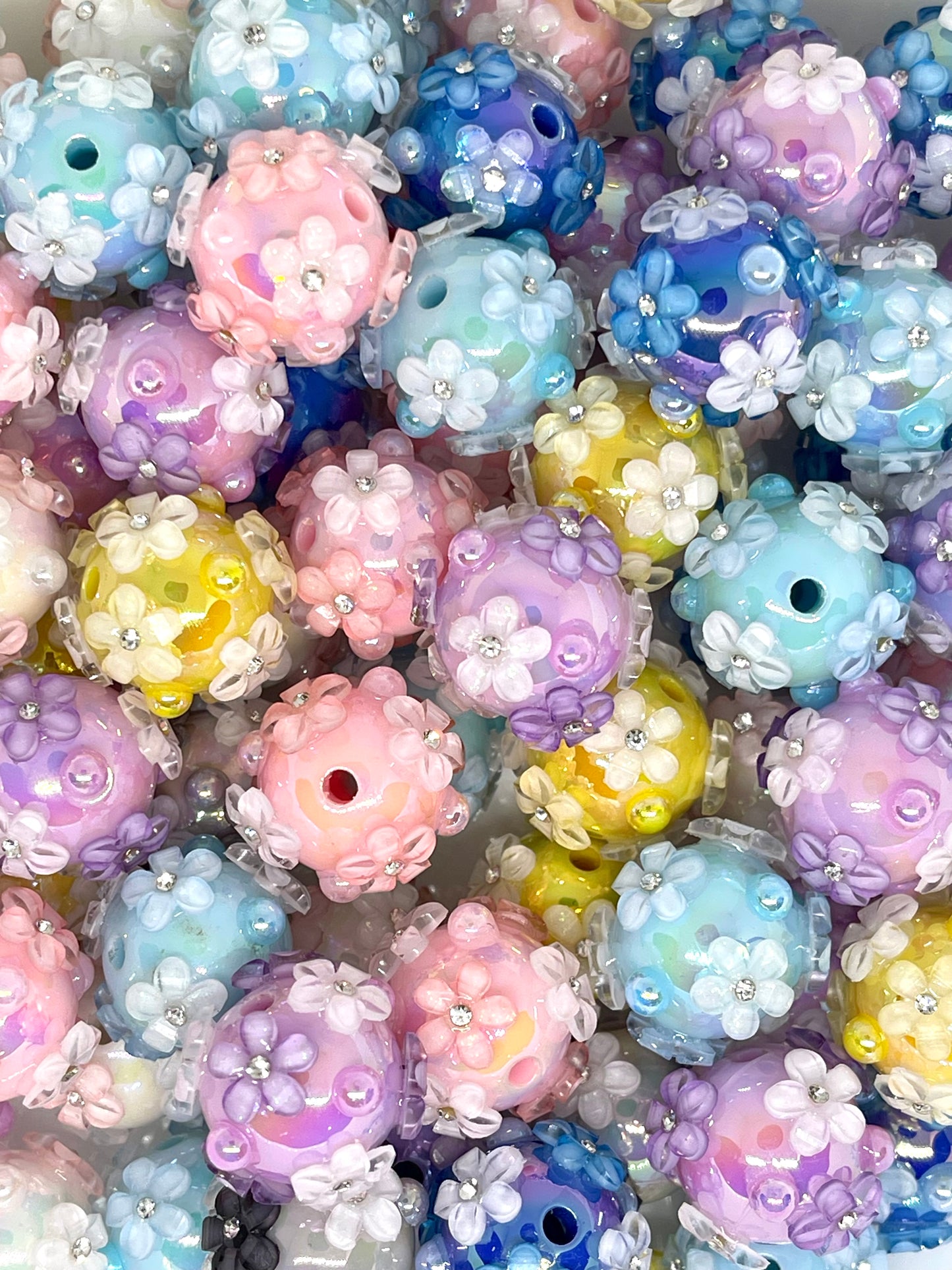 She's A Wild Flower Acrylic Beads 20mm - 5pcs | Flower Beads | Colorful Bead | Hand Made Bead | Acrylic Beads