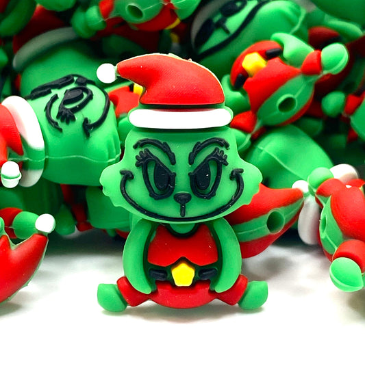 Resting Grinch Face 3D Silicone Focal Beads