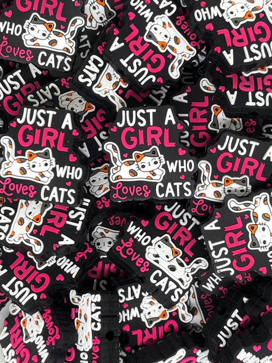 Just A Girl Who Loves Cats Focal Beads | Cat Beads | Colorful Bead | Cat Momma Bead | Paw Beads