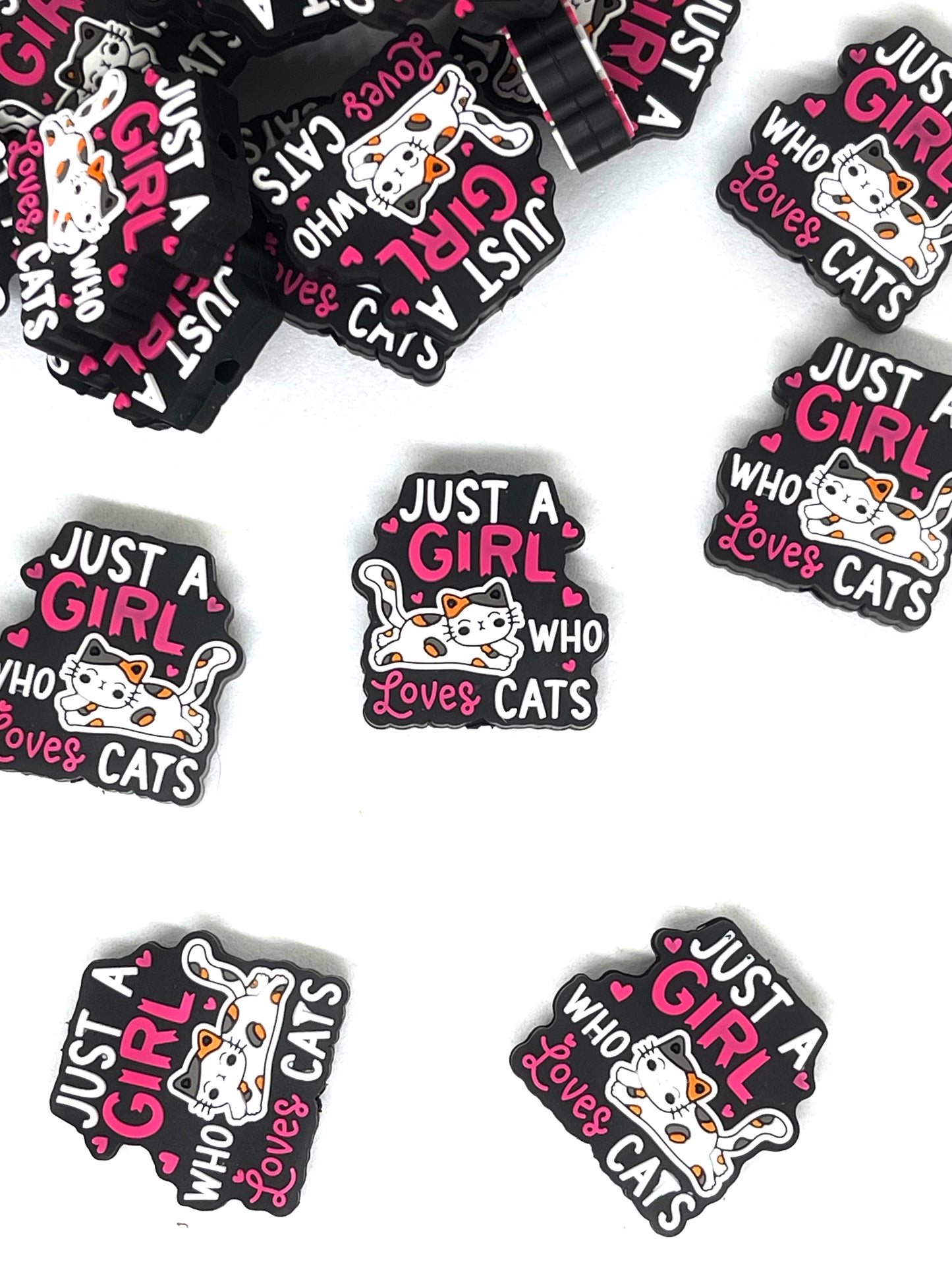 Just A Girl Who Loves Cats Focal Beads | Cat Beads | Colorful Bead | Cat Momma Bead | Paw Beads