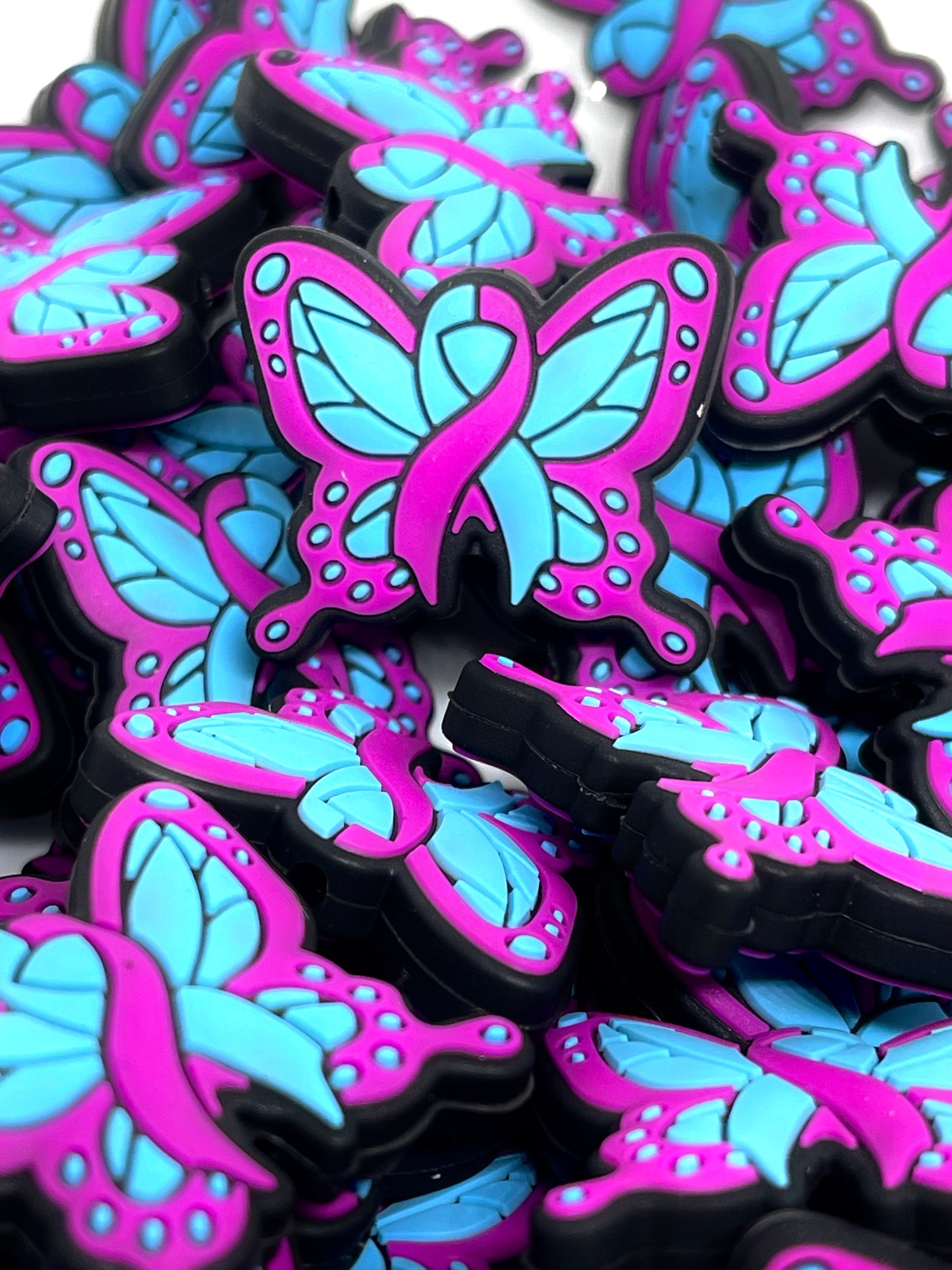 Butterfly Awareness Focal Beads | Butterfly Beads | Colorful Bead | Awareness Bead | Ribbon Beads