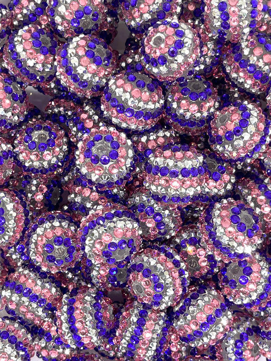 Purple Swag Rhinestone Beads 20mm | Purple Beads | Shinny Beads | Sparkle Beads | Bubblegum Beads | Pink Bead