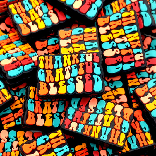 Thankful Grateful Blessed Silicone Focal Beads