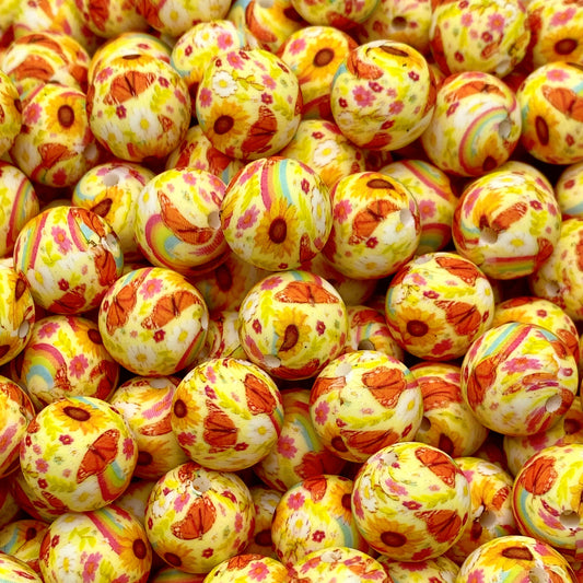 Try To Be A Rainbow In Somebody's Cloud Printed Silicone Beads