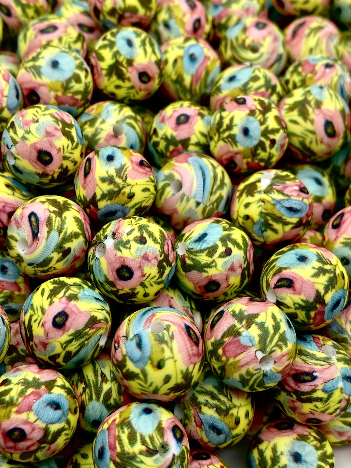 The Flower Shop Printed Silicone Beads