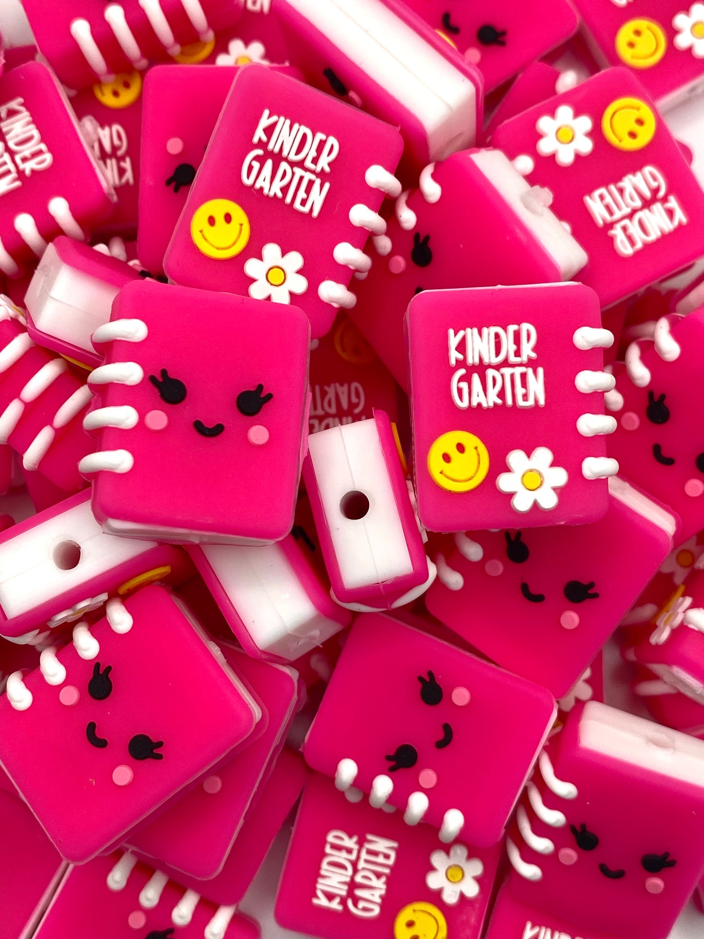 Kindergarten Pink Book 3D Silicone Focal Beads