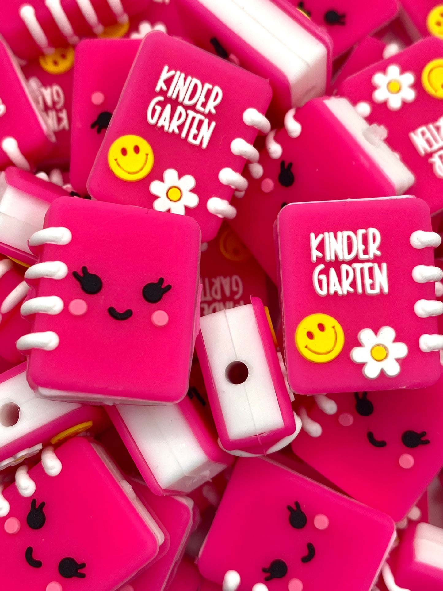 Kindergarten Pink Book 3D Silicone Focal Beads